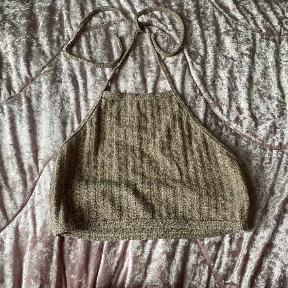Tan Halter Crop Top